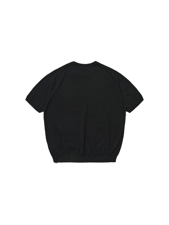 LIBERAFIT Skeleton Print Knit Ribbed Trim Short Sleeve Tee