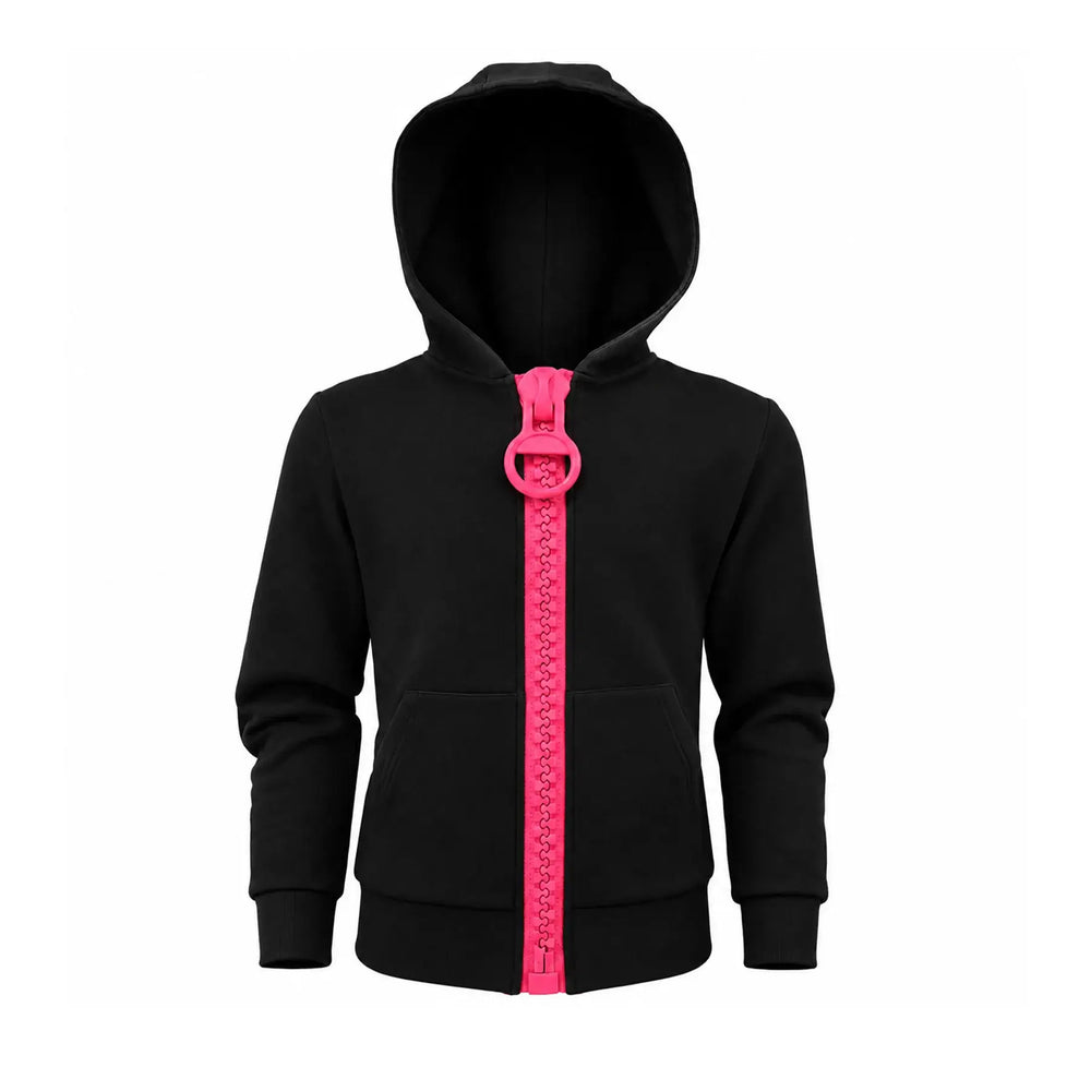 KARMANISTIC Studded Embroidered Oversized Zip Up Hoodie