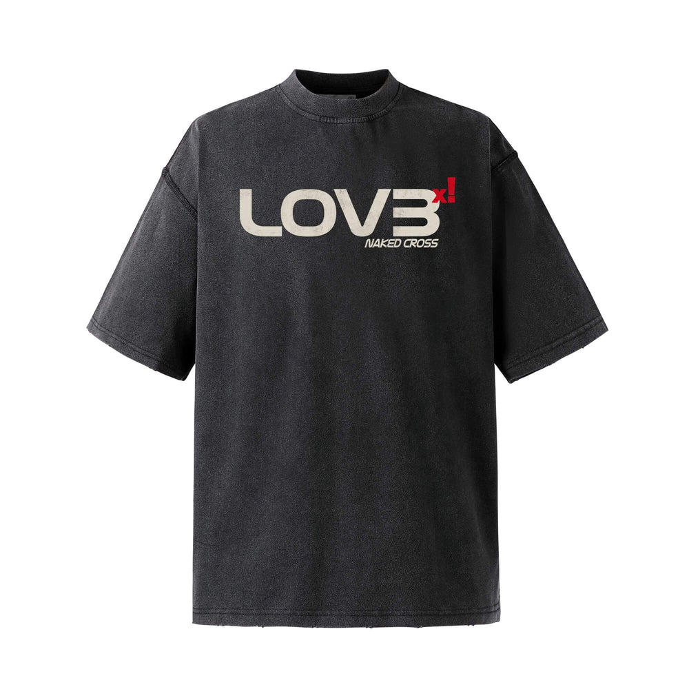 NOVACAM Love Graphic Print Washed Short Sleeve Tee | Face 3 Face
