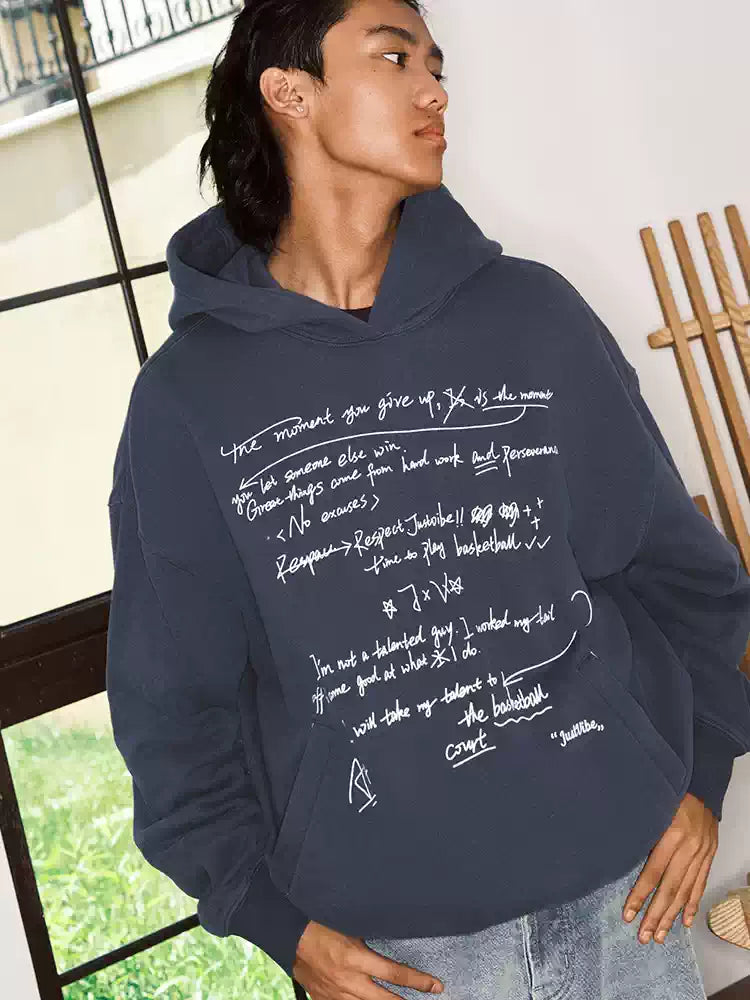 JUST VIBE Letter Print Hoodie | Face 3 Face