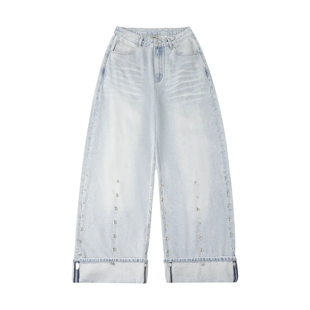 Labt Adjustable Multi Button Washed Baggy Jeans | Face 3 Face