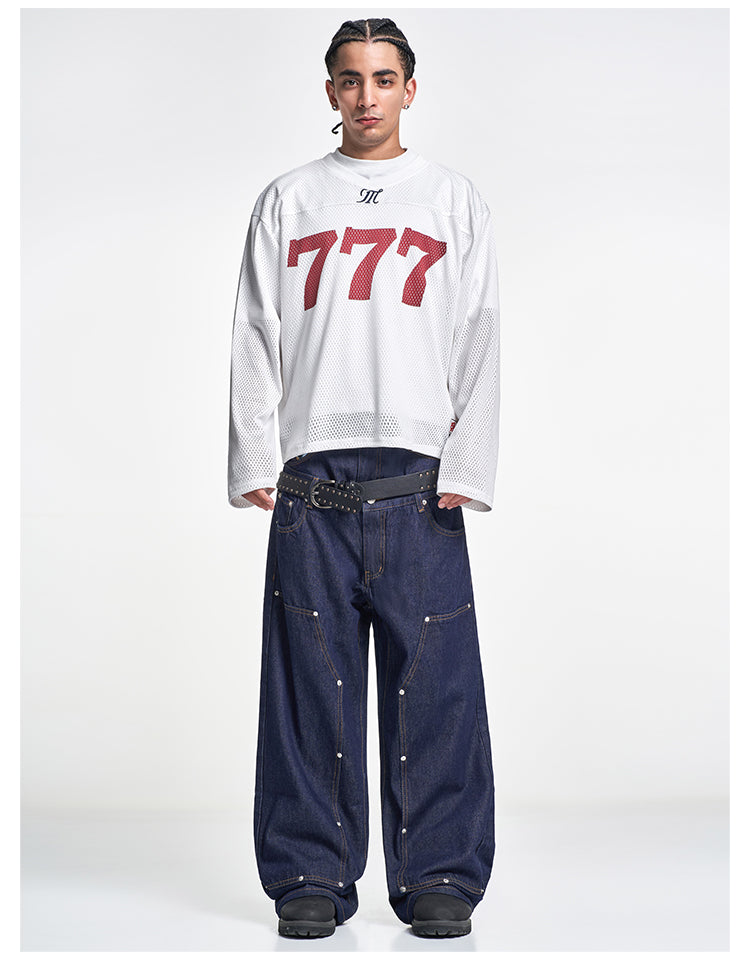 F3F Select Double Layer Waist Double Knee Studded Jeans | Face 3 Face