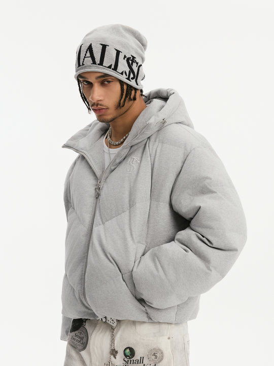 Small Town Kid Floral Gray Deconstructed Hooded Down Jacket | Face 3 Face