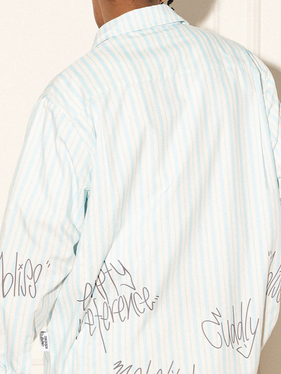 EMPTY REFERENCE Stripe Split Graffiti Printed Letter Long Sleeve Shirt