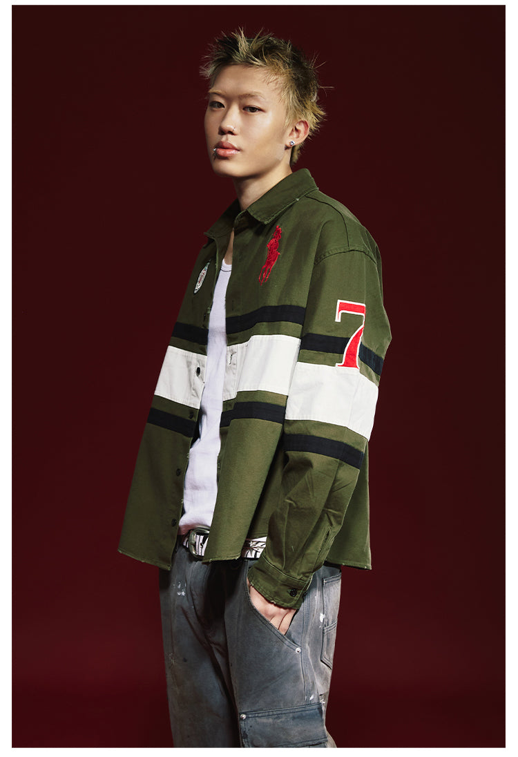 Remedy 3D Embroidered Striped Long Sleeve Shirt | Face 3 Face