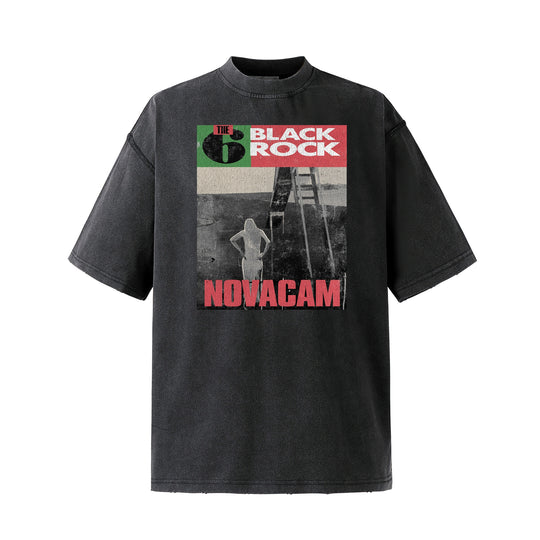 NOVACAM Vintage Rock Washed Black Stitch Tee | Face 3 Face