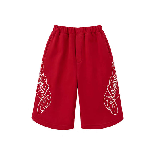 KARMANISTIC 3D Letter Embroidered Baggy Sweat Shorts | Face 3 Face
