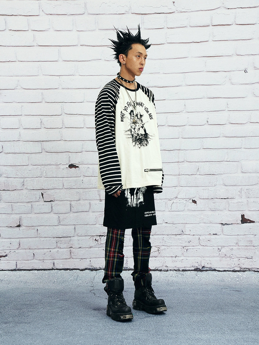 VENTUREK Multi Zipper Stripe Sleeve Raglan Long Sleeve Tee | Face 3 Face