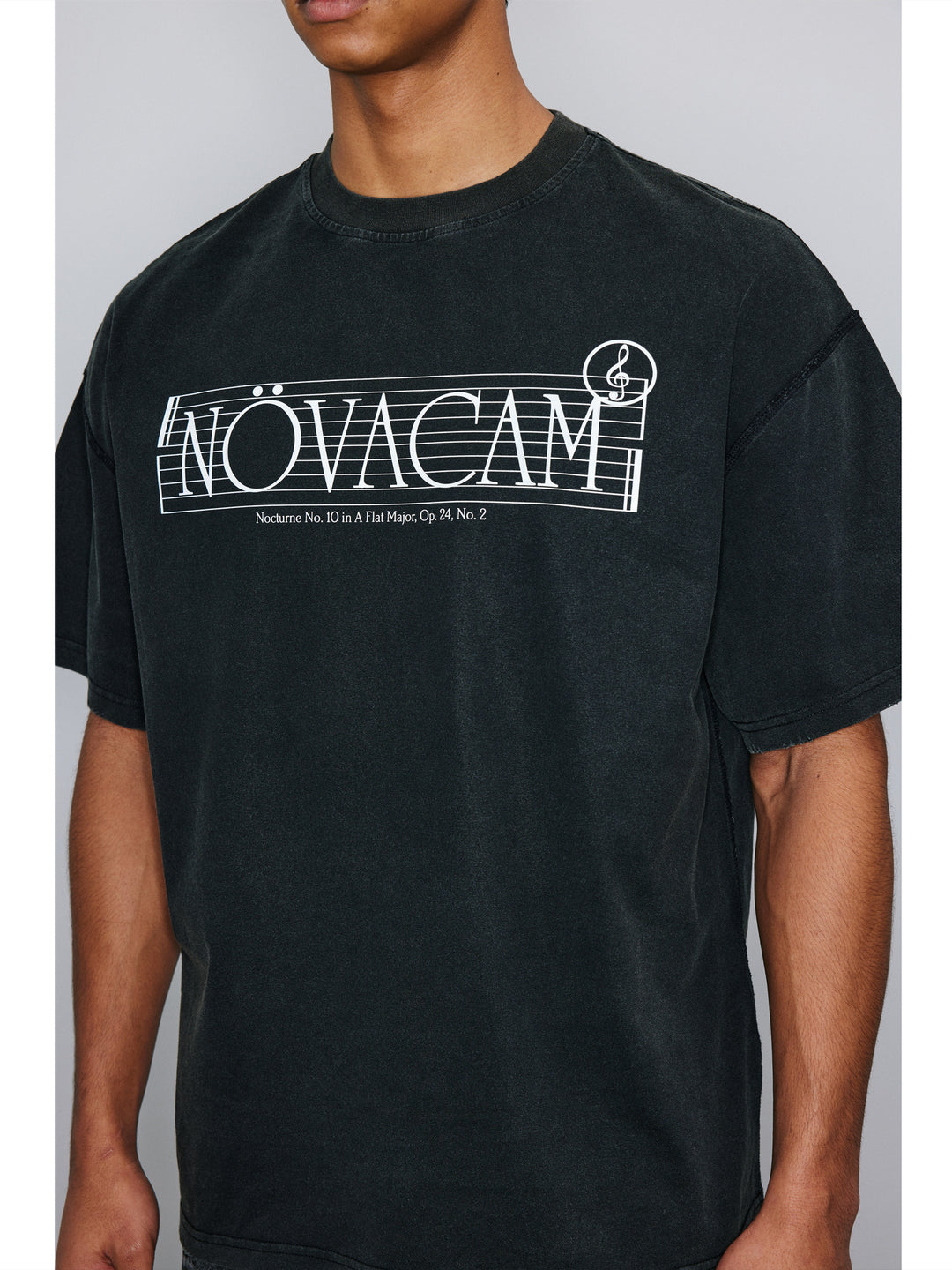 NOVACAM Musical Notes Logo Washed Reverse Stitching Tee | Face 3 Face