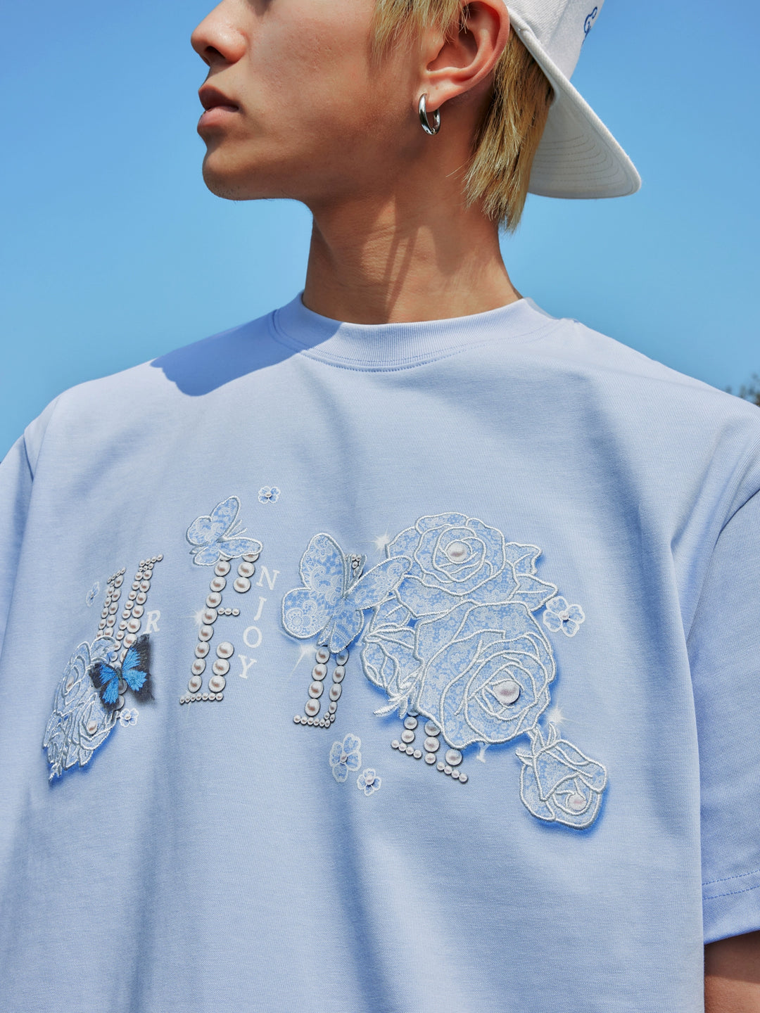 MEDM Lace Floral Rose Pearl Print Tee | Face 3 Face