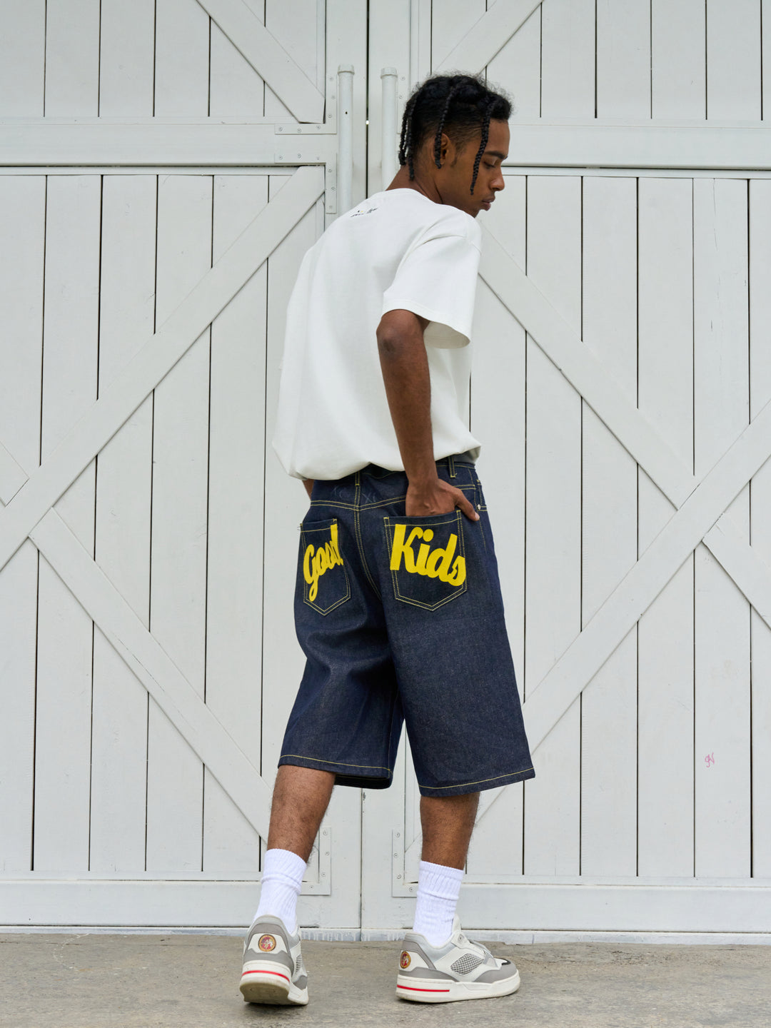 AFGK Color Print & Stitch Denim Shorts / Jorts | Face 3 Face