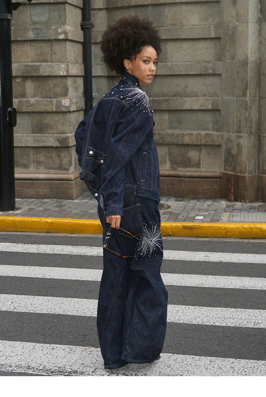 STEEPC Fireworks Rhinestone Denim Jeans | Face 3 Face