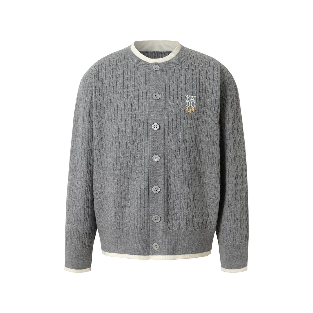YADcrew Cable Knit Crew Neck Cardigan | Face 3 Face