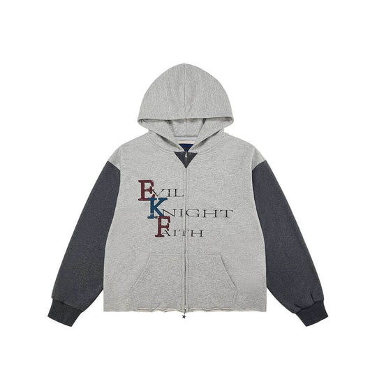 EVILKNIGHT(EK) Color Block Sleeve Cutoff Zip Up Hoodie | Face 3 Face