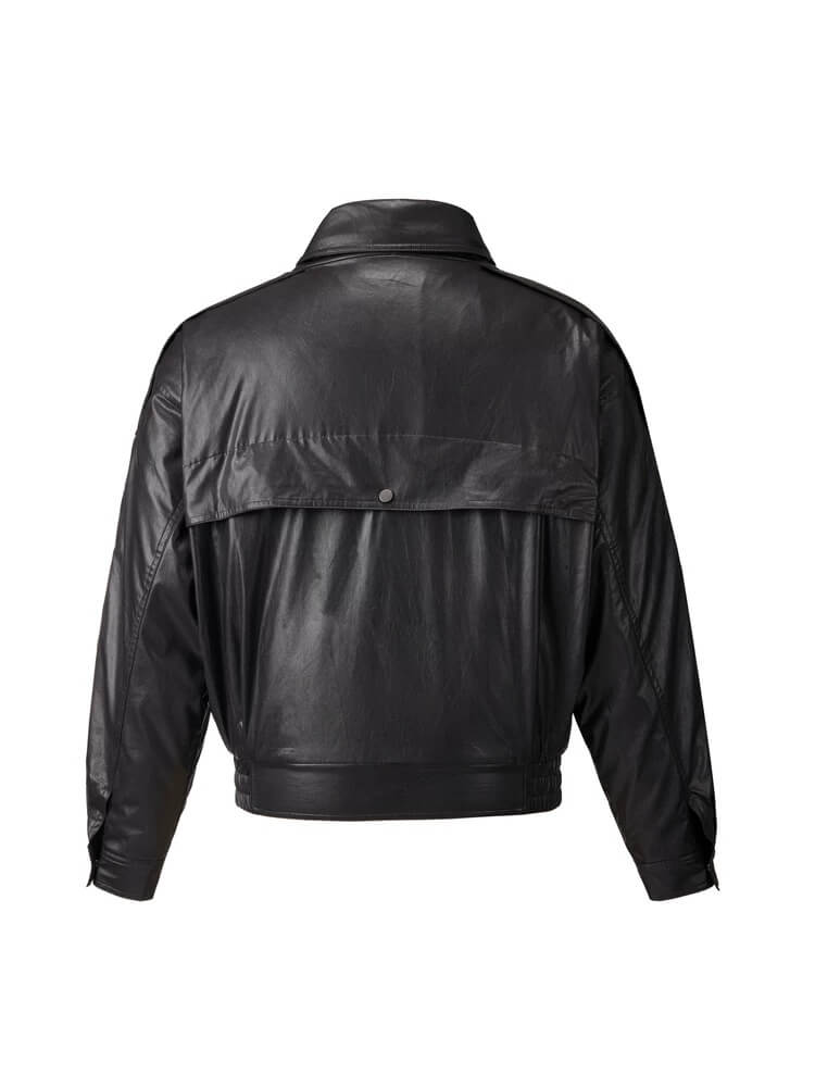 EVILKNIGHT(EK) Double Layer Collar PU Leather Jacket | Face 3 Face