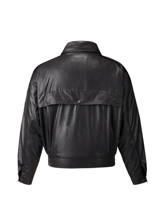 EVILKNIGHT(EK) Double Layer Collar PU Leather Jacket | Face 3 Face