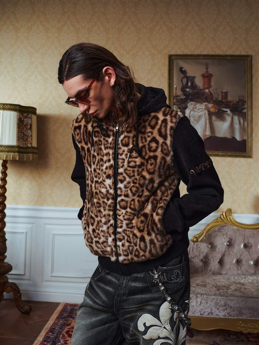 YADcrew Leopard Print Color Block Hooded Jacket | Face 3 Face