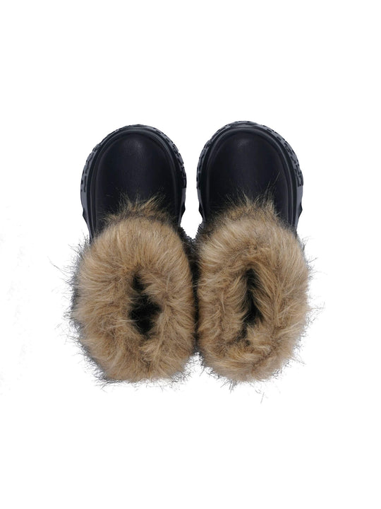 1807 INF-010 Gothic Chunky Platform Faux Fur Trim Shearling Boots | Face 3 Face