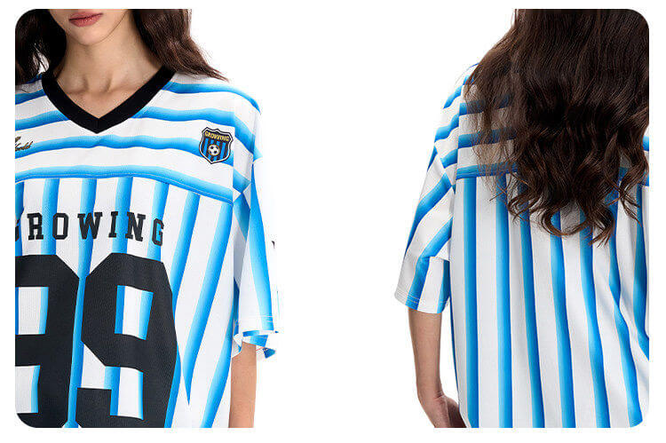 F3F Select Striped Mesh Star Print V Neck Short Sleeve Soccer Jersey | Face 3 Face