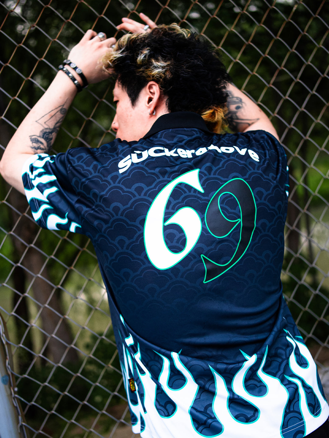 SUC Flame Full Print Gradient Soccer Jersey Polo | Face 3 Face