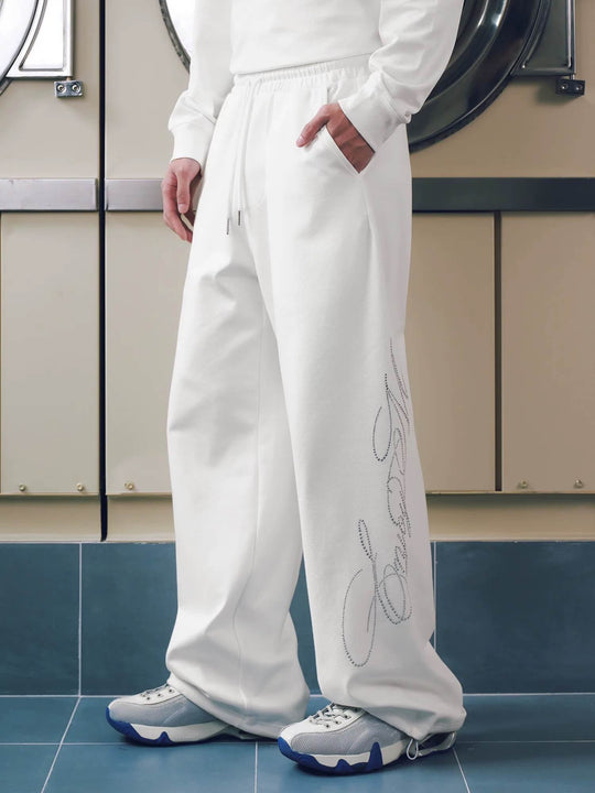 MEDM Rhinestone Script Logo Sweatpants | Face 3 Face