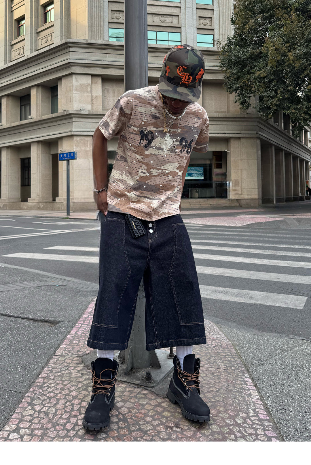 STEEPC Aged Desert Camo Pearl Embellished Print Tee | Face 3 Face