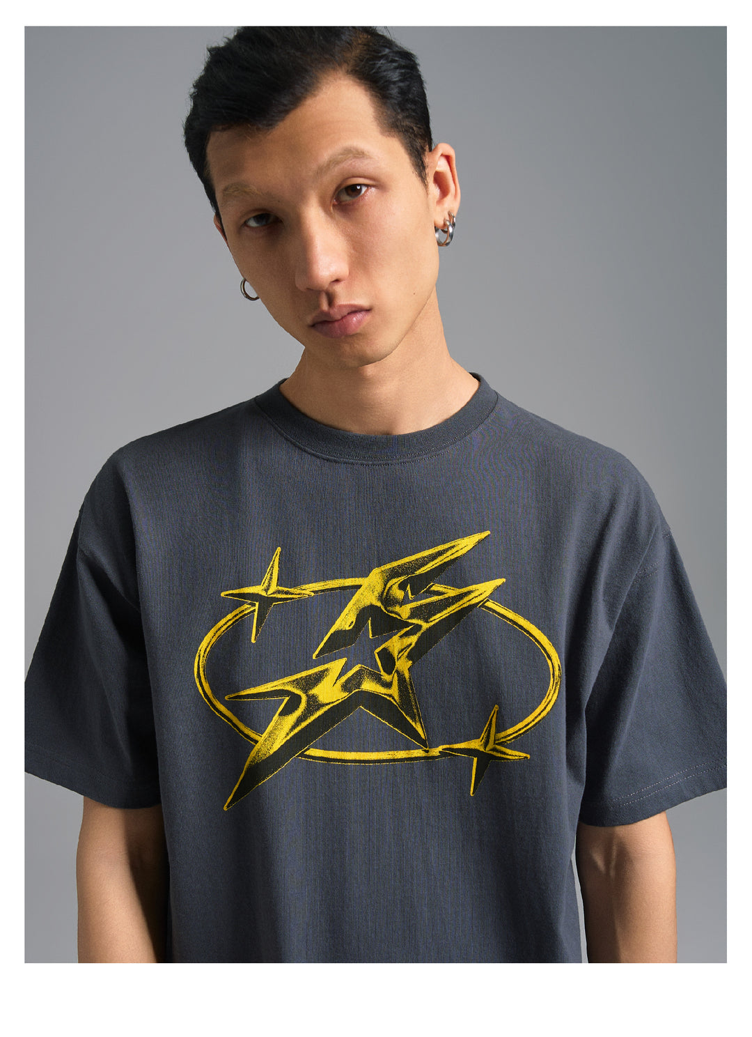 S45 Metal Star Font Printed Tee | Face 3 Face