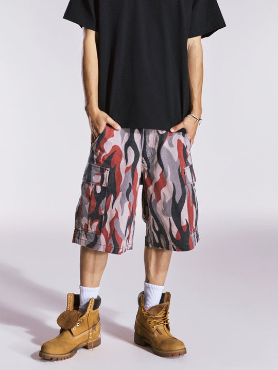 Remedy Flame Camouflage Work Cargo Shorts | Face 3 Face