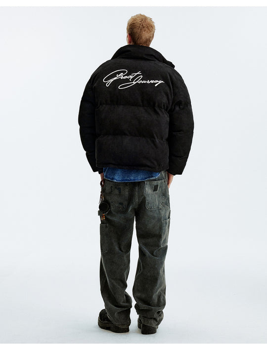 MEDM Suede 3D Embroidered Down Jacket | Face 3 Face