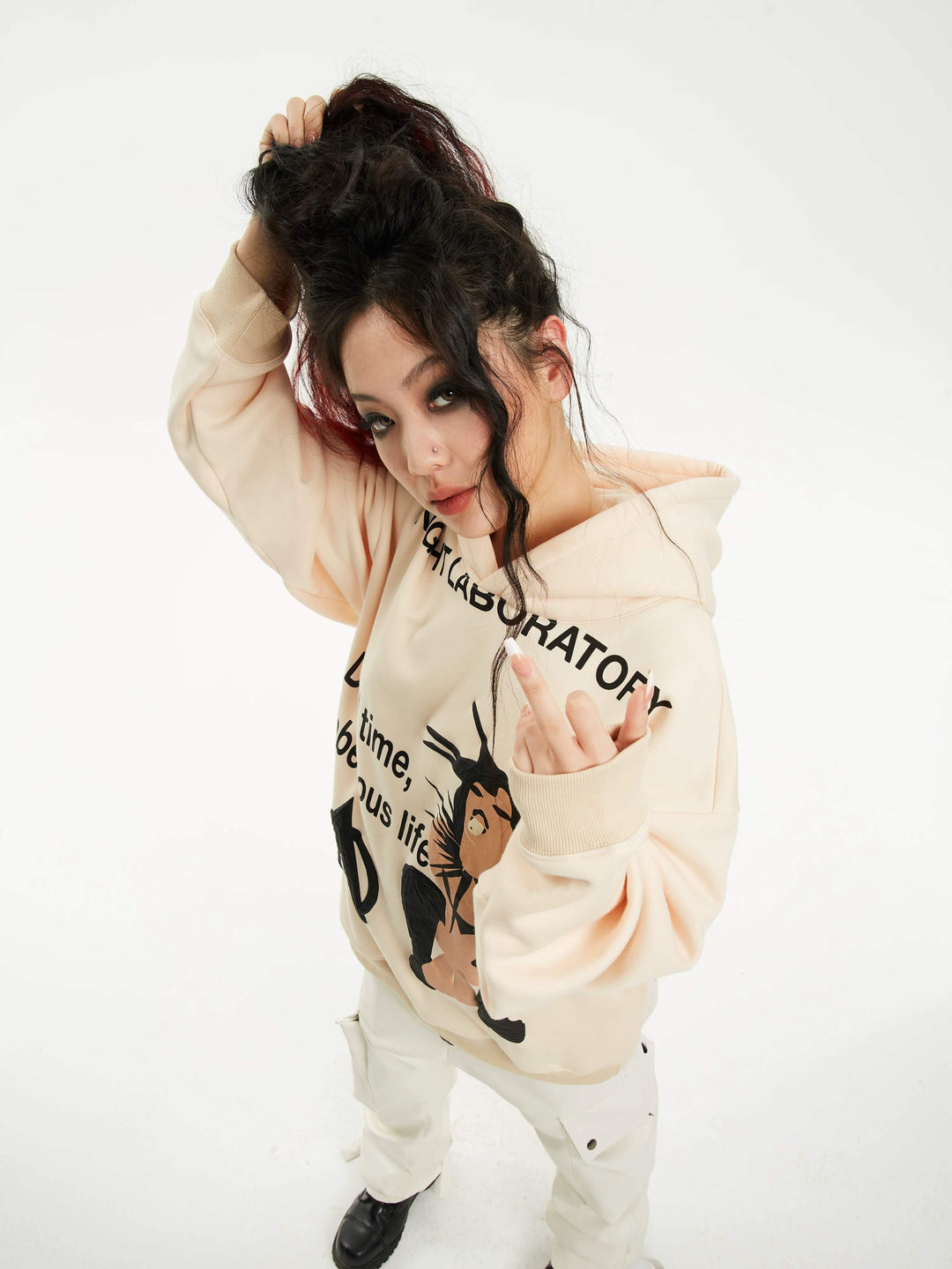 Night Lab Punk Girl Puff Print Hoodie | Face 3 Face
