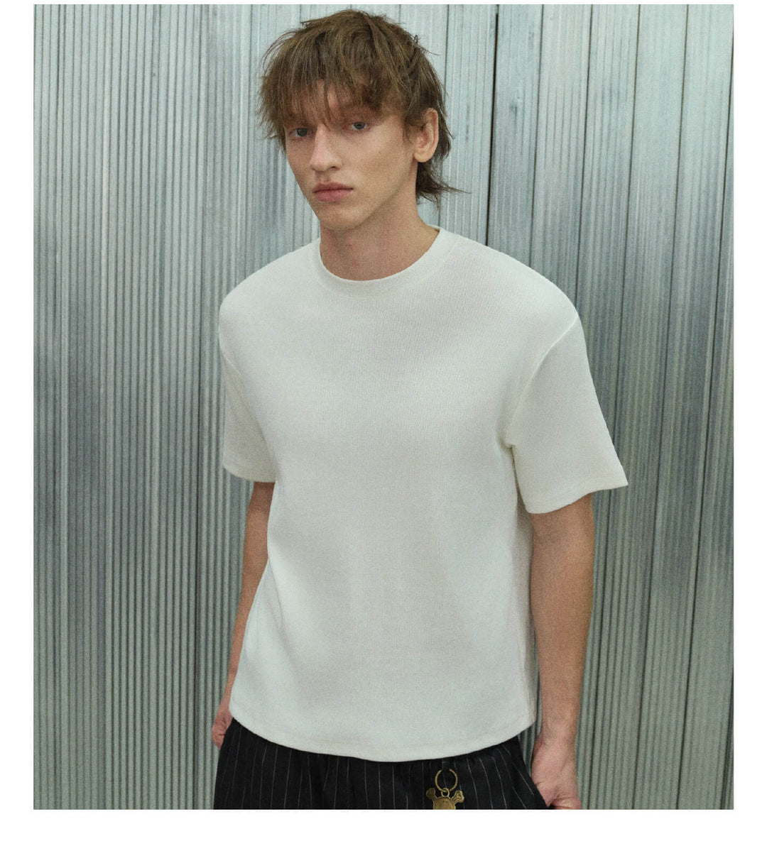 S45 Plain Ribbed Short Sleeve Tee | Face 3 Face
