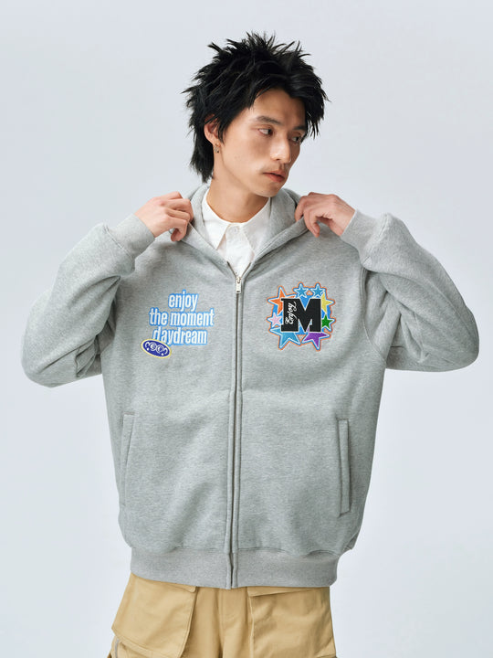 MEDM Blooming Star Embroidered Zip-Up Hoodie | Face 3 Face