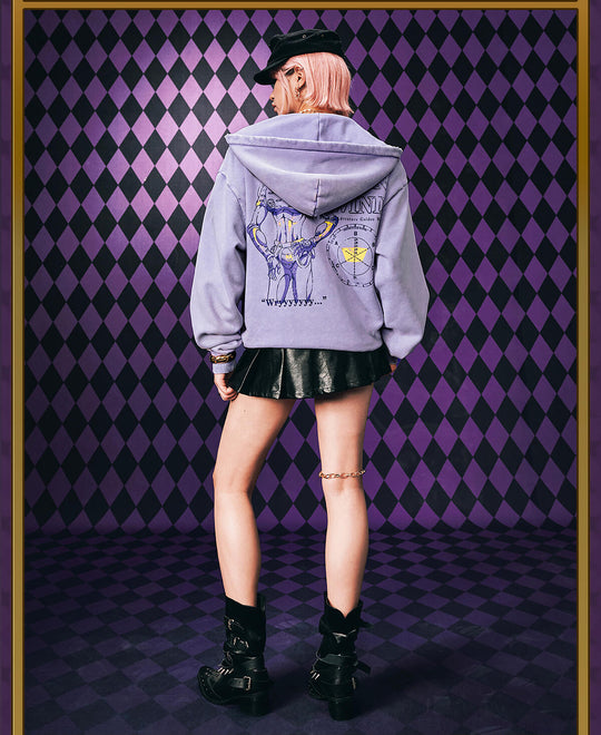 MEDM × JOJO Washed Graphic Print Zip Up Hoodie | Face 3 Face