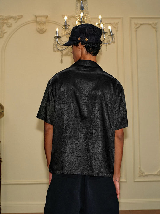 YADcrew Python Pattern Satin Short Sleeve Shirt | Face 3 Face