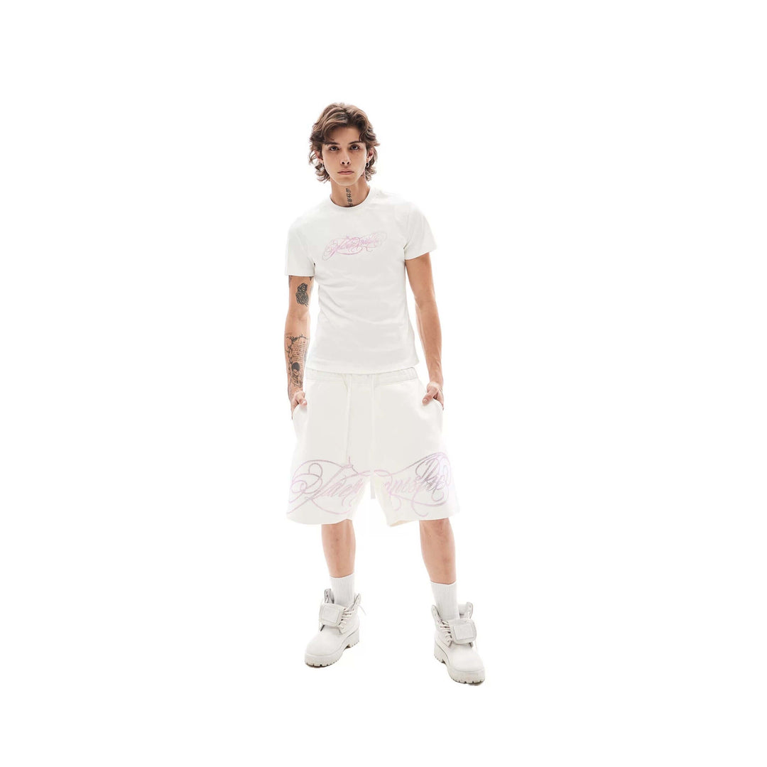 KARMANISTIC Rhinestone Letter Sweat Shorts | Face 3 Face