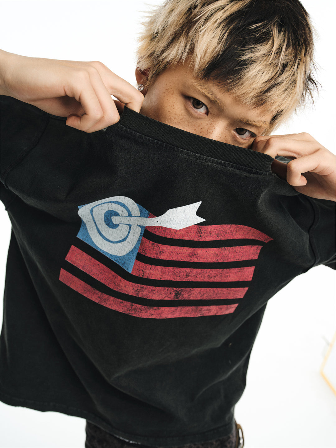 NOVACAM Washed Backstitch Vintage Print Black & Camouflage Tee | Face 3 Face