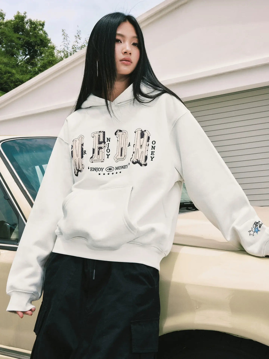 MEDM Animal Leather Logo Patch Hoodie | Face 3 Face