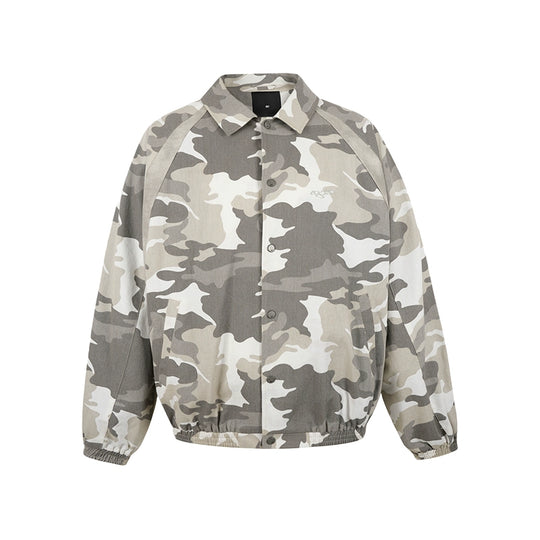 1807 Textured Leather Patchwork Camo Coach Jacket | Face 3 Face