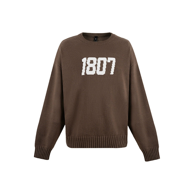 1807 Chenille Logo Jacquard Knit Sweater  | Face 3 Face