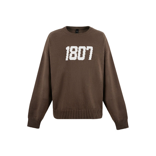 1807 Chenille Logo Jacquard Knit Sweater  | Face 3 Face