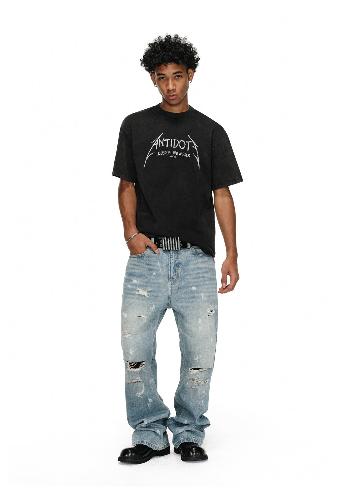 ANTIDOTE Hand-painted Punk Washed Tee | Face 3 Face