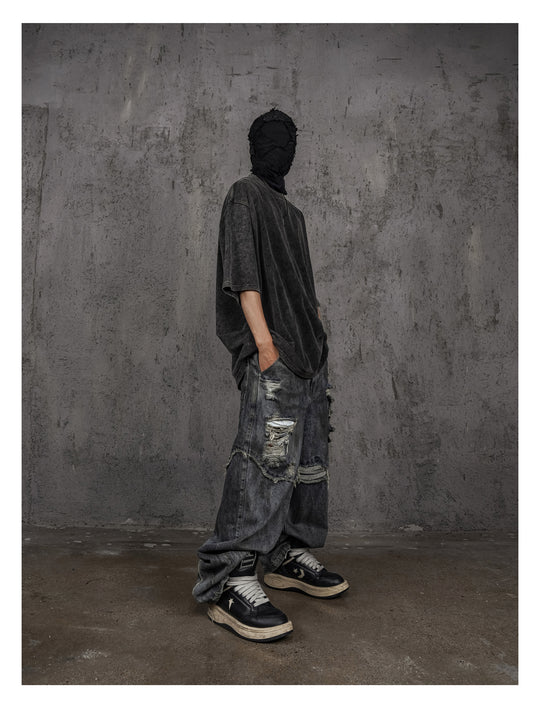 UNDERWATER Black Sand-Washed Basic Faded Tee | Face 3 Face