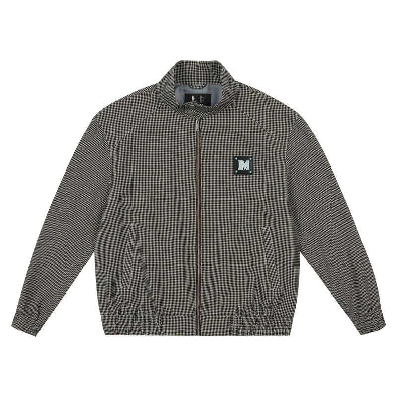 MEDM Houndstooth Leather Logo Track Jacket | Face 3 Face