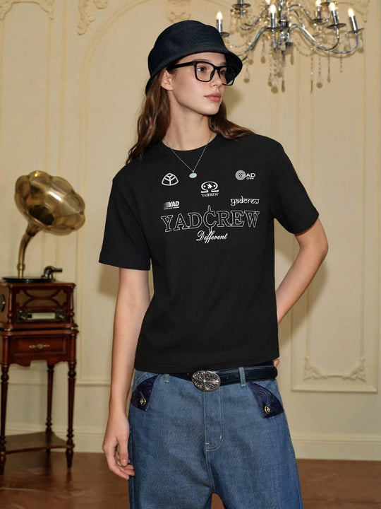 YADcrew Multi Logo Print Tee | Face 3 Face