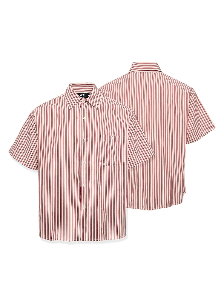 STEEPC Striped Boxy Wide Short Sleeve Shirt | Face 3 Face