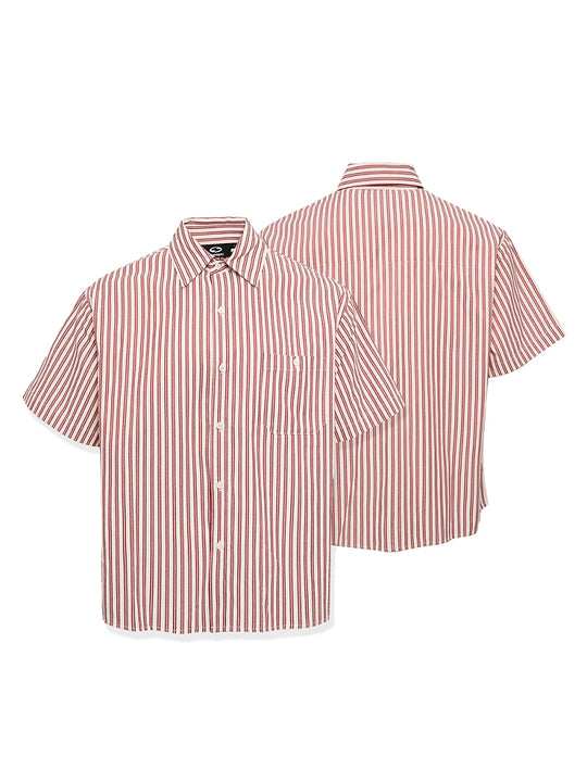 STEEPC Striped Boxy Wide Short Sleeve Shirt | Face 3 Face