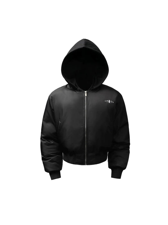 KARMANISTIC Embroidered Hooded Puffer Bomber Jacket | Face 3 Face