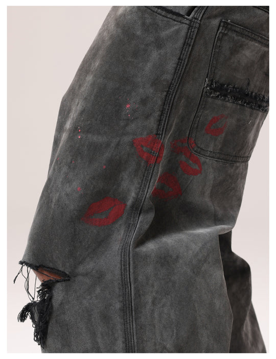 Remedy Kiss Mark Distressed Hole Work Painter Pants | Face 3 Face