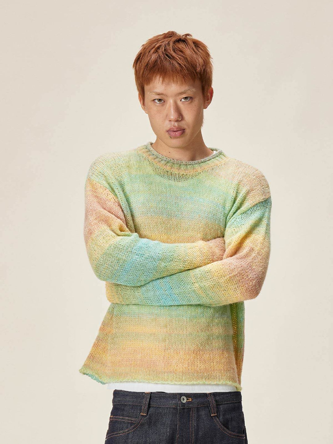 EVILKNIGHT(EK) Gradient Striped Knit Sweater | Face 3 Face
