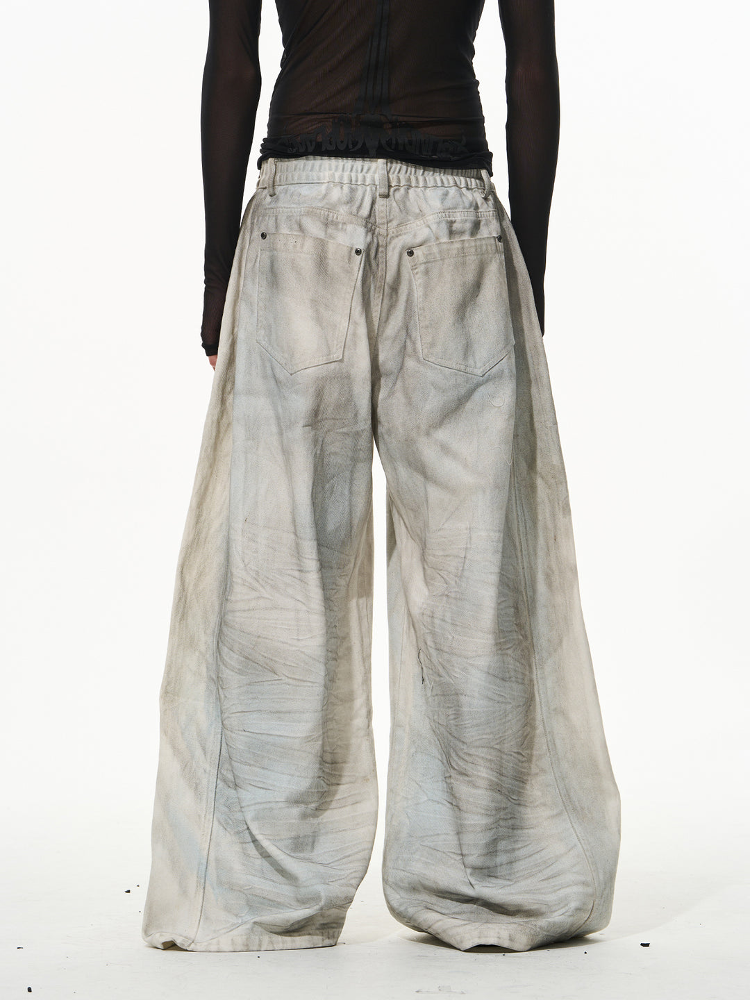 BLIND NO PLAN Washed Mud-Dyed Ripped White Baggy Jeans | Face 3 Face